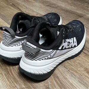 Hoka One One Carbon X Black Athletic Shoes with White Accents